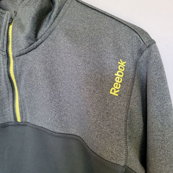 Reebok Playwarm Men's Large 1/4 Zip Lightweight Sweatshirt Pullover Gray Green - Picture 7 of 16